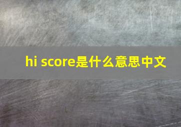 hi score是什么意思中文